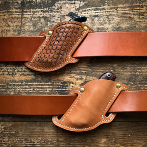 Pancake pocket knife leather sheath TexuCrafts