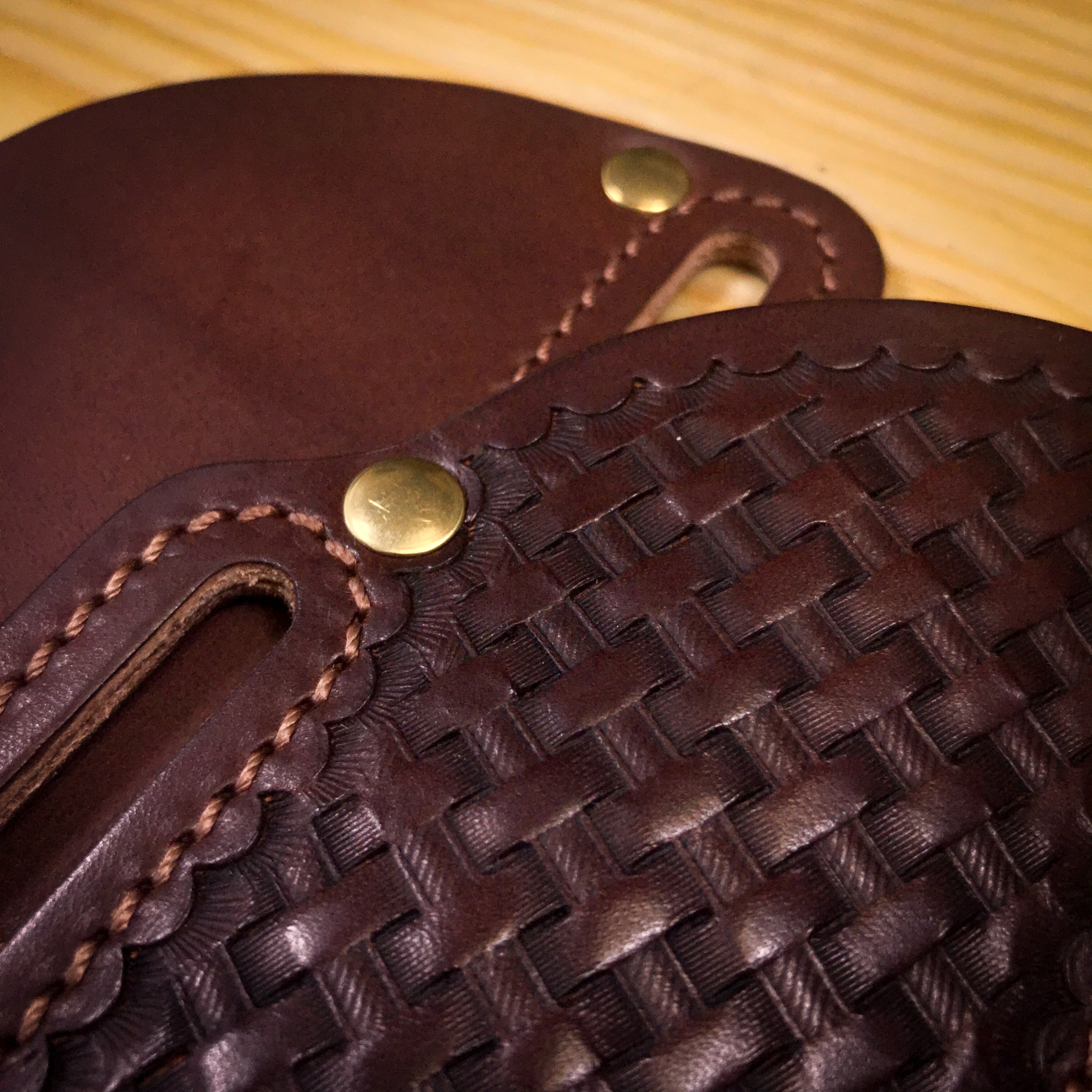 Pancake pocket knife leather sheath TexuCrafts