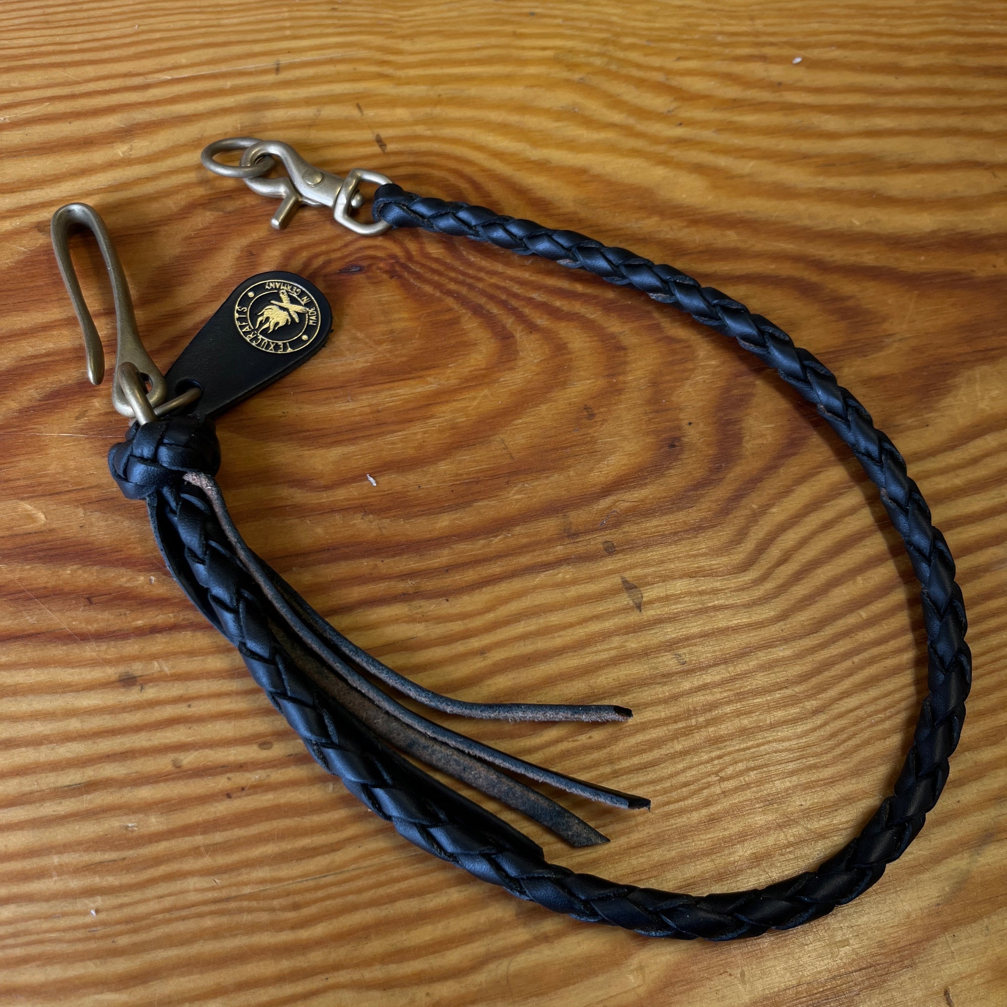 4-Strand Leather Braided Wallet lanyard Fishhook. TexuCrafts