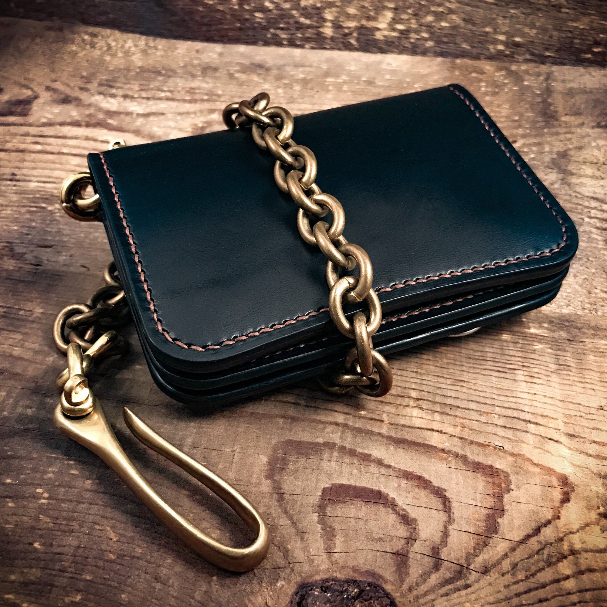 hand made trucker wallets with brass saftey chain